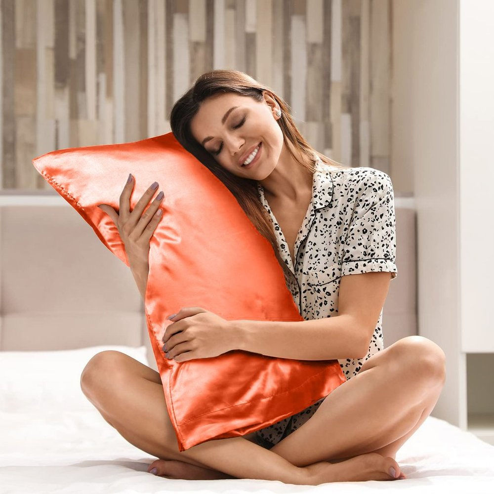 Soft Silky Satin Pillowcase Luxurious Pillow Cover Set of 2